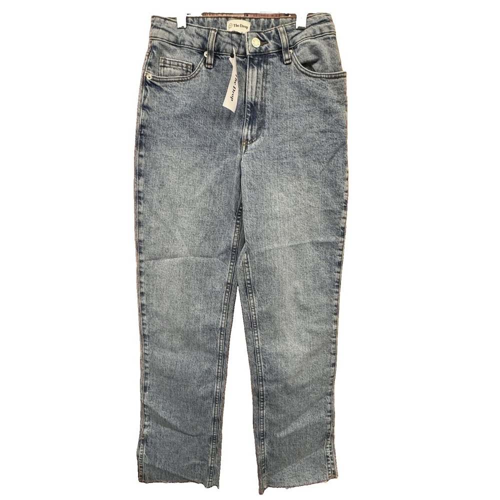 The Drop Women's Ian Mid Rise Relaxed Straight Side Slit Detail Size 24